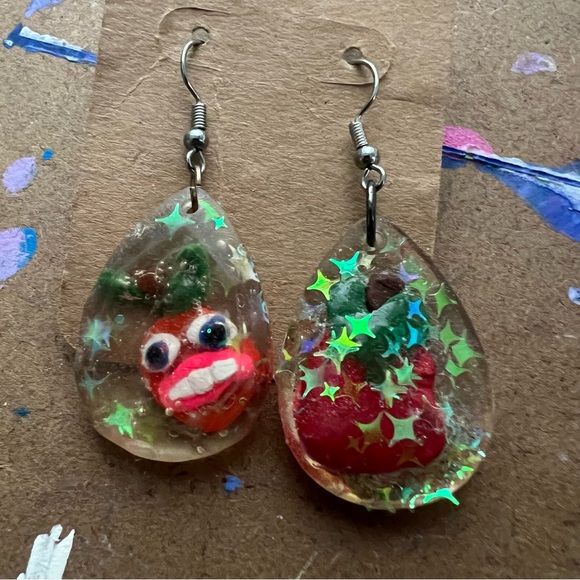 Funky Apple Earrings - Picture 7 of 7